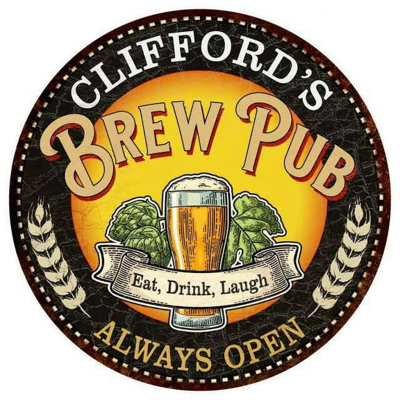 CLIFFORD'S Beer Pub Man Cave Metal Sign Home Decor 14 inch Round 100140025461