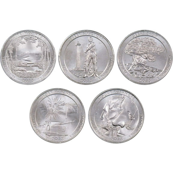 2013 P National Park Quarter 5 Coin Set Uncirculated Mint State 25c Collectible