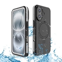 Dteck Waterproof Case for iPhone 16,Shockproof IP68 Underwater Case Compatible with Mag Safe Cover Built-in Ring Invisible Stand Full Body Protection Case for iPhone 16,Gray