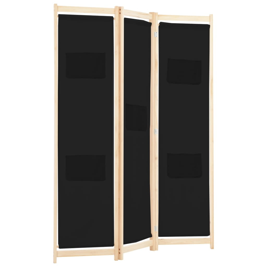 Kepooman 4-panel Folding Wooden Frame Privacy Screen for Bedroom Garden, Black Kepooman 4-panel Folding Wooden Frame Privacy Screen for Bedroom Garden, Black