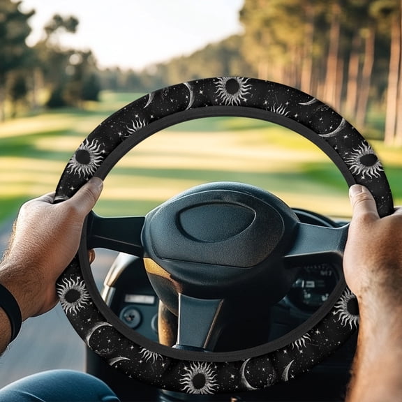 ZUXONGSY Galaxy Golf Cart Steering Wheel Cover Sun Moon Universal Auto Accessories Heat Resistant Steering Wheel Covers Good Texture Nice Look Protector Cover Club Car Golf Cart Interior Decor