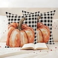 thumbnail image 3 of Fall Outdoor Waterproof Pillow Covers, Thanksgiving Orange Pumpkin Black Buffalo Plaid Decorative Square Throw Pillowcase Sofa Cushion Sham for Patio/Couch/Chair, 16"x16" 2 Pack, 3 of 8