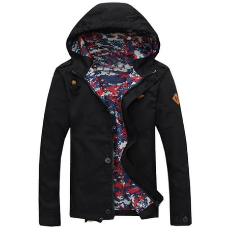 Men's Fashion Special Lined Color Casual Hooded Jacket Trench Coats