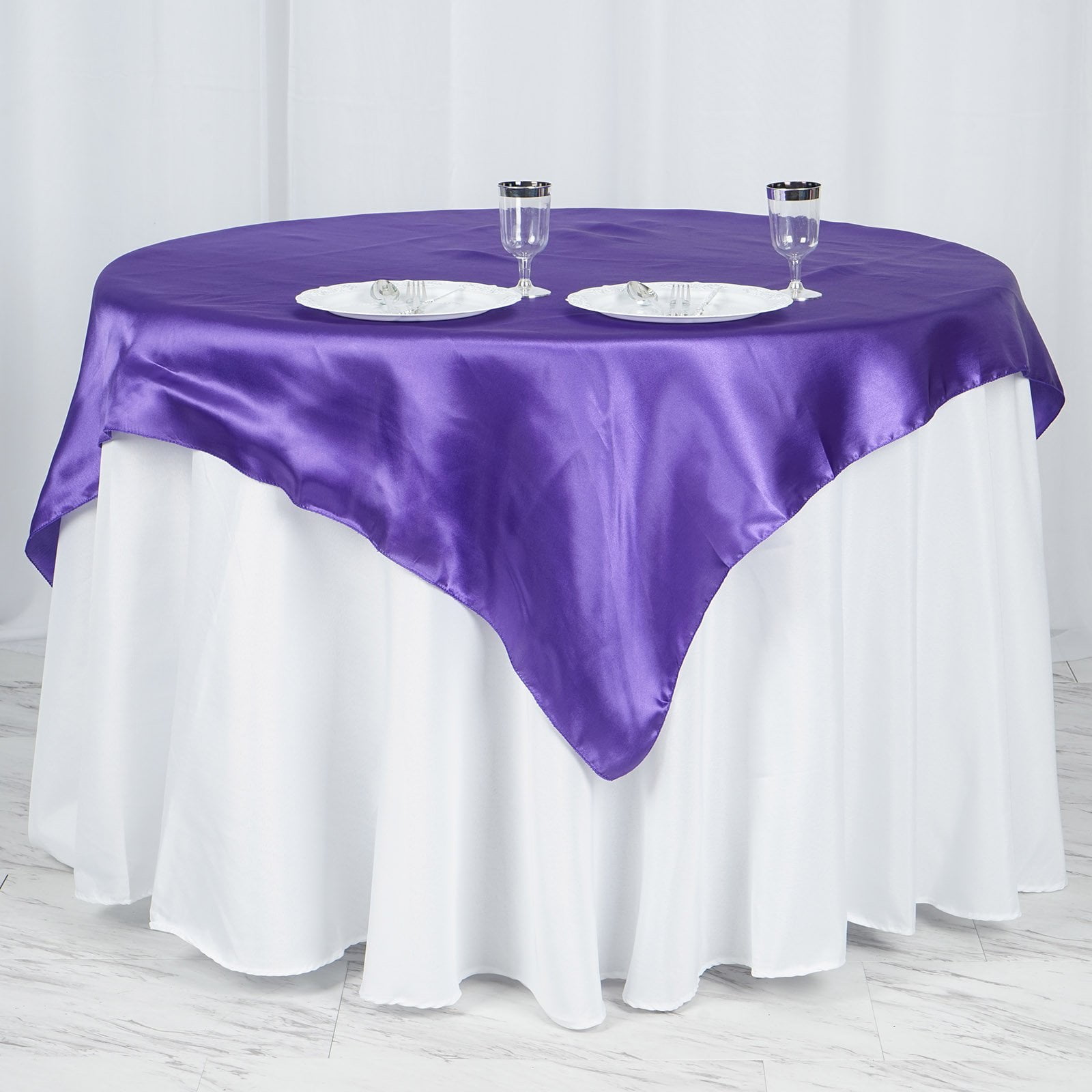 Efavormart 60" SATIN Square Table Overlay Table Toppers For Birthday