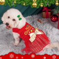thumbnail image 2 of Vestido para perro cyeollo navideño a cuadros con pajarita dorada, 2 of 6