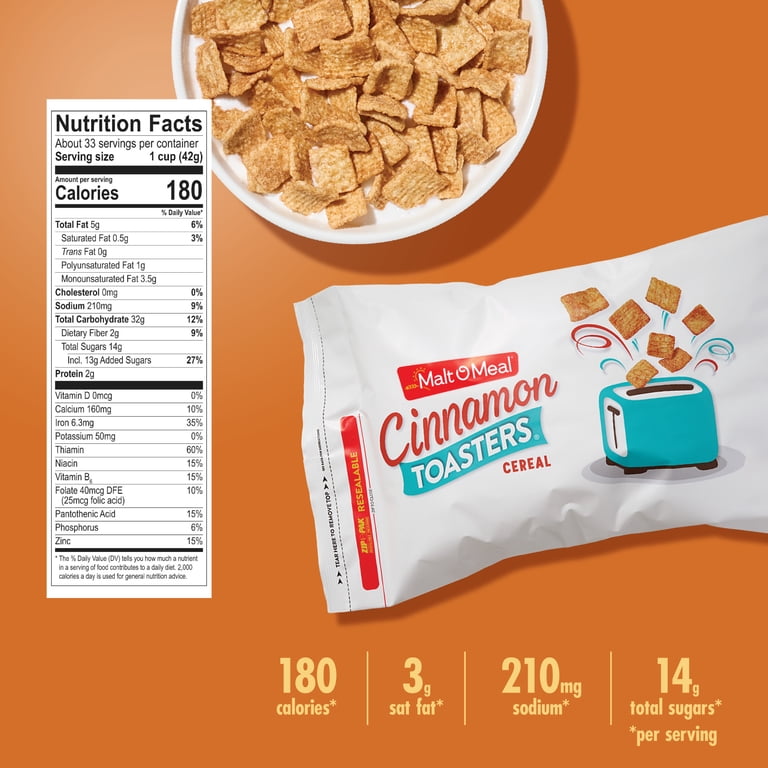 Malt-O-Meal Cinnamon Toasters Breakfast Cereal, Crunchy Cinnamon