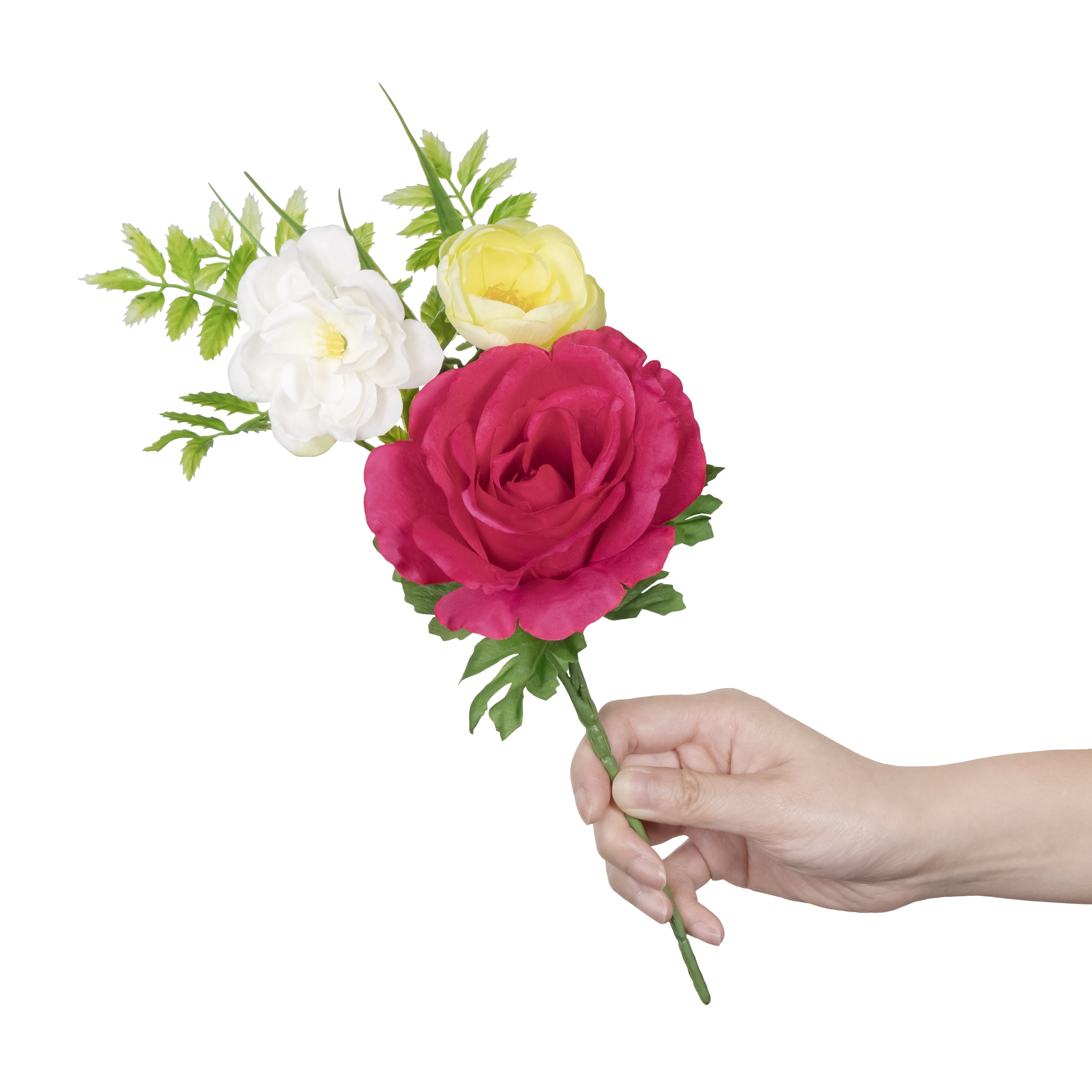 12" Artificial Silk Pink Rose Mixed Spring Pick, for Indoor Use, by Mainstays