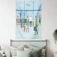thumbnail image 4 of Airport Tapestry, Cartoon of People in Waiting Lounge View from Terminal with Landing Planes Print, Wall Hanging for Bedroom Living Room Dorm Decor, 40W X 60L Inches, Multicolor, by Ambesonne, 4 of 5