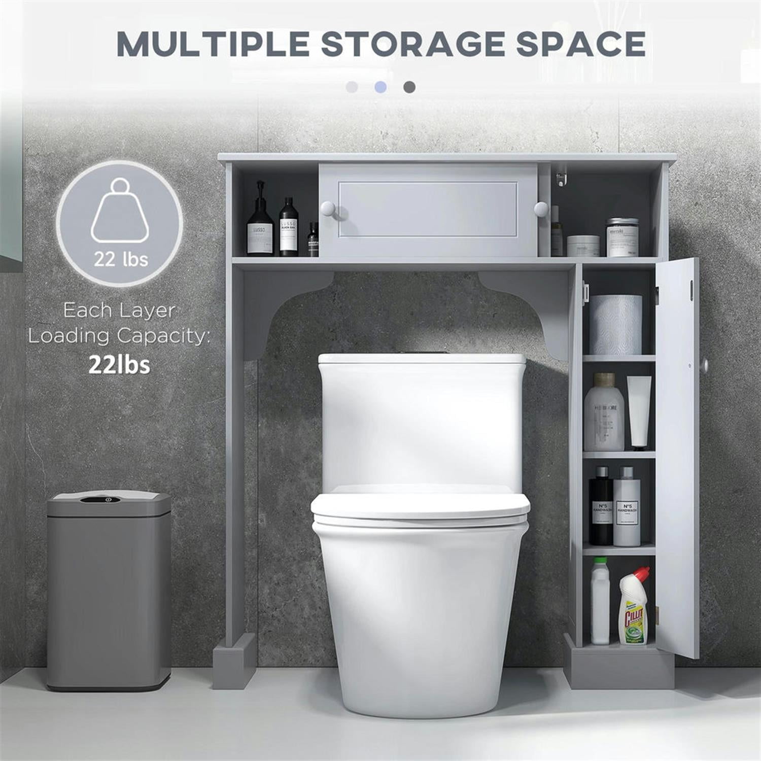 Demi Bonn 41" Over The Toilet Storage Cabinet with Adjustable Shelves, Bathroom Shelf Over Toilet Rack, Bathroom Storage Cabinet Organizer, Gray