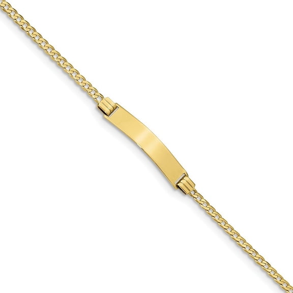5.44mm 10k Flat Curb Link ID Bracelet - 2.6 Grams - 7 Inch