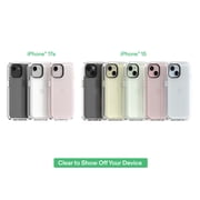onn Rugged Phone Case with Holster for iPhone 17e / iPhone 16e / iPhone 15 / iPhone 14 / iPhone 13 - Clear