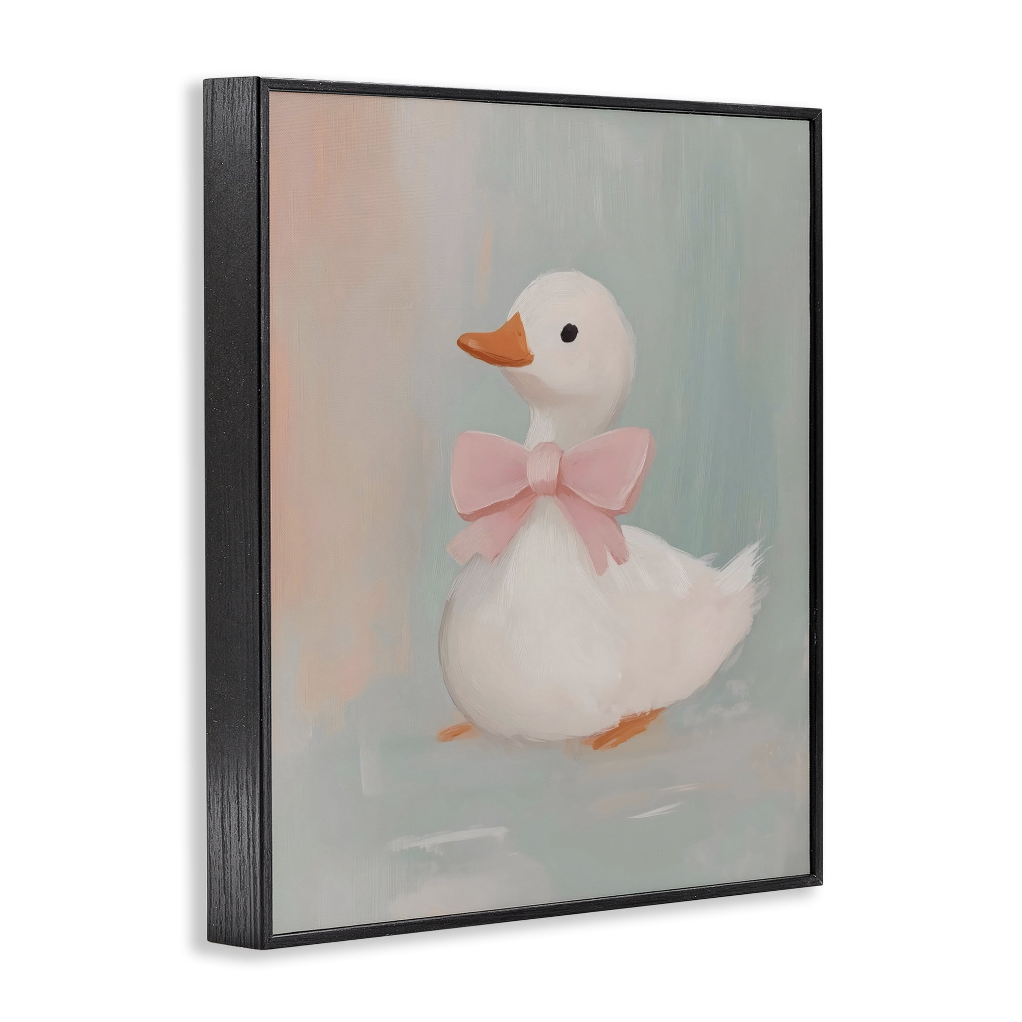 Stupell Industries Duckling Portrait with Bow Black Framed Giclee Art, design by The Prints Vibe
