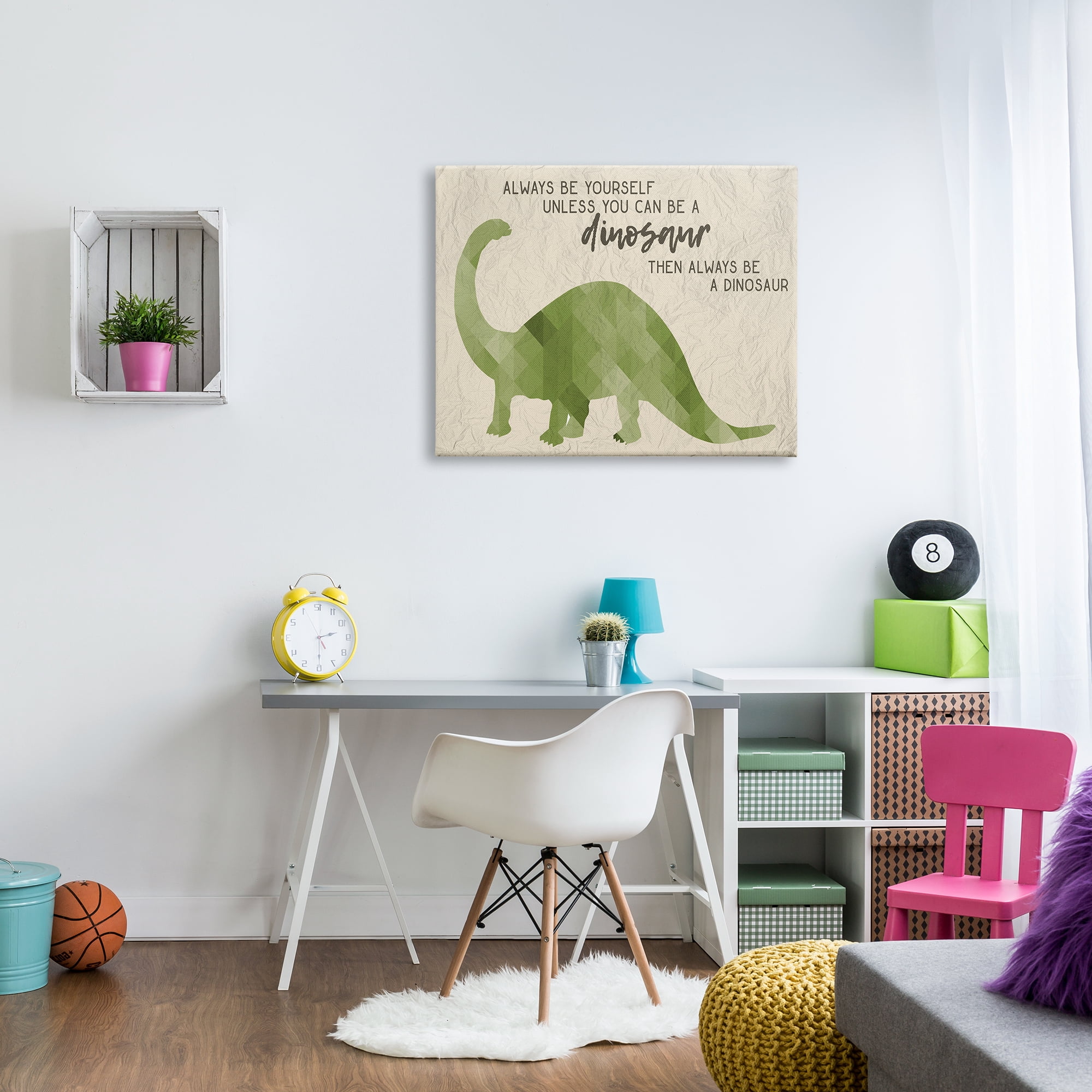The Kids Room by Stupell Always Be A Dinosaur Brachiosaurus Canvas Wall Art by Daphne Polselli