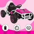 thumbnail image 4 of Wanan 24V 7AH Ultimate Go Kart for Kids Age 6+, 2 x 200W Motors Off Road Go Karts for Girls and Boys, Electric Go Kart with 2 Shock Absorbers, Wide Seat, Metal Frame (Pink), 4 of 9