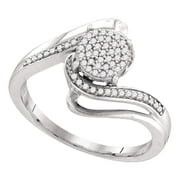 The Diamond Deal Sterling Silver Round Diamond Cluster Bridal Wedding Engagement Ring 1/5 Cttw