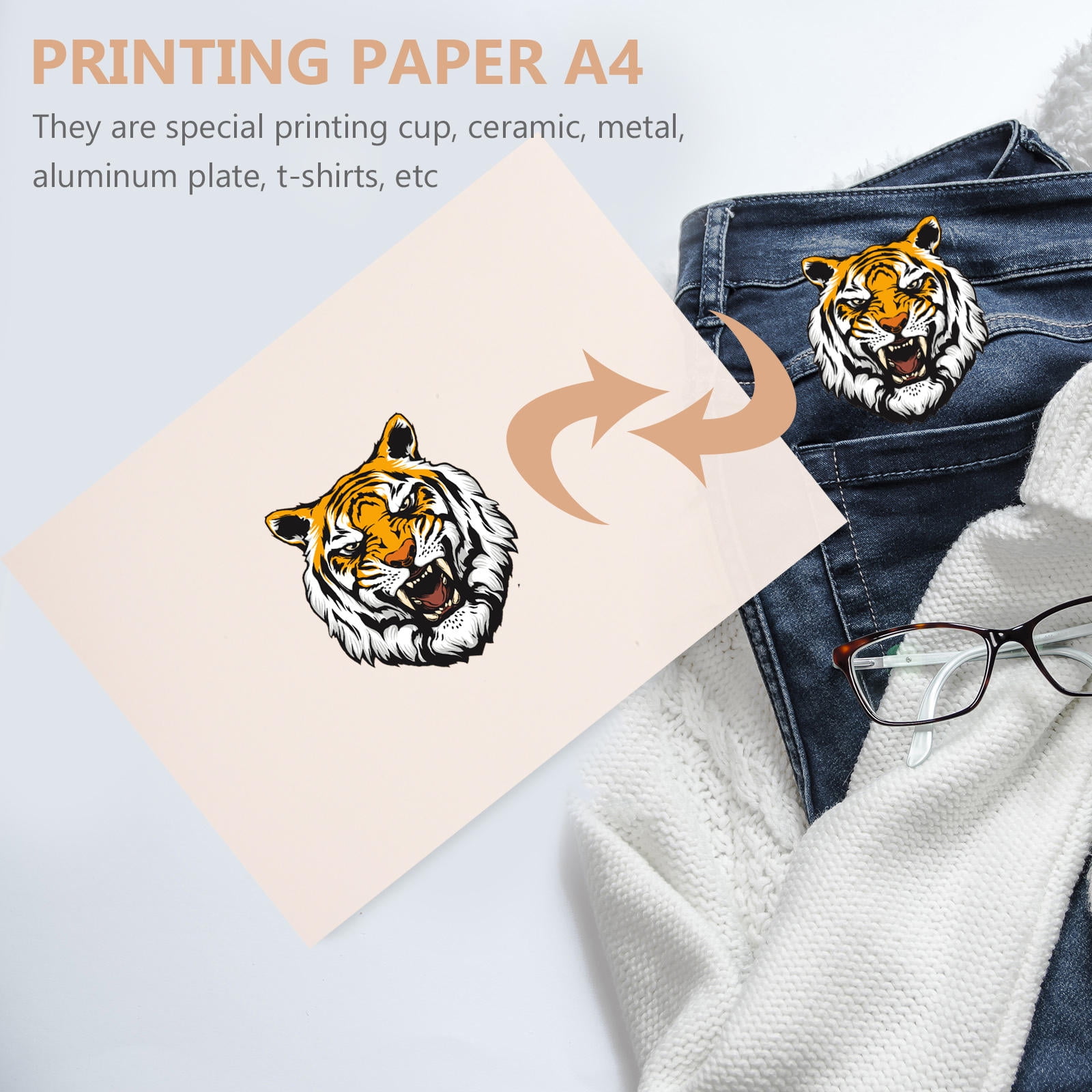 BESTYASH 100Pcs A4 Sublimation Sheets Printable Transfer Paper for Crafters and Printers