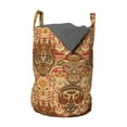 thumbnail image 1 of African Laundry Bag, Motif with Pattern Design, Hamper Basket with Handles Drawstring Closure for Laundromats, 13" x 19", Sand Brown Orange, by Ambesonne, 1 of 4