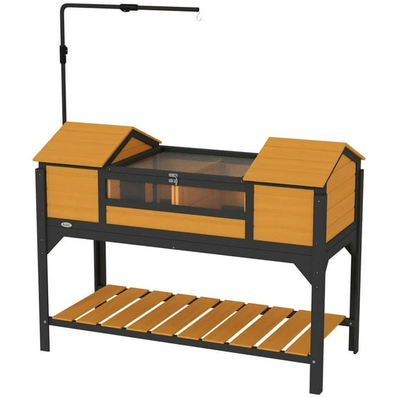 Spaco Tortoise Enclosure Tortoise House with Adjustable Lamp Holder Storage Shelf, Dual Main Houses, Openable Lid, Tortoise Cage, Yellow