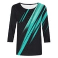thumbnail image 3 of Hauts à Manches 3/4 pour Femmes Confortables et Décontractés Femmes Manches 3/4 Imprimé Col Rond Chandail Hauts Blouse T-Shirt Robe T-Shirt Femmes T-Shirts d'Été pour Femmes, 3 of 6