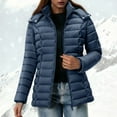 thumbnail image 3 of qucoqpe Womens Puffer Jacket Long Sleeve Zip Up Fleece Lined Quilted Down Jacket Winter Warm Waterproof Coat with Datachable Hood, 3 of 8