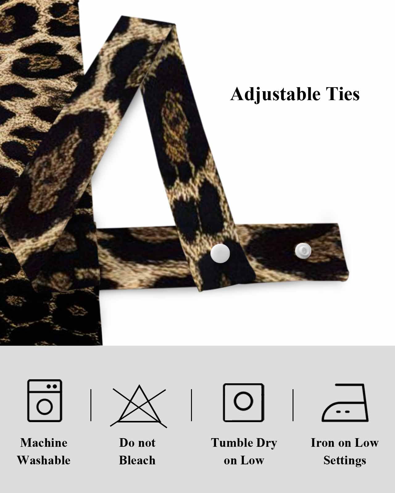 Leopard Print Tie Up Valances Curtain, Dot Gradient Texture Kitchen Valances for Windows Decor, Rod Pocket Short Curtains Set for Bedroom/Bathroom, 60"x18"