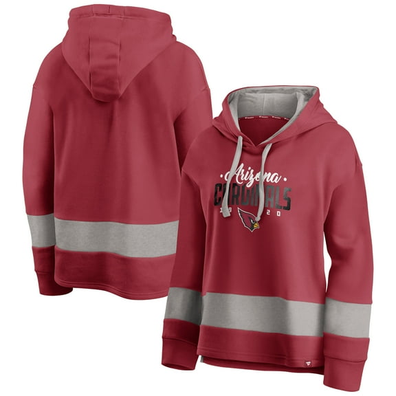 Women's Fanatics Cardinal/Gray Arizona Cardinals Huddle Up Fundamental Fleece Color Block Pullover Hoodie