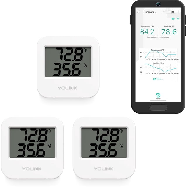 Sensor inalámbrico inteligente de temperatura y humedad YoLink, paquete de 3