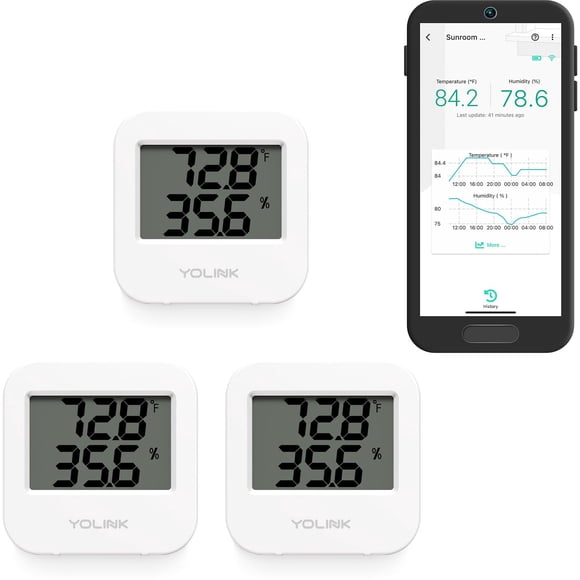 Sensor inalámbrico inteligente de temperatura y humedad YoLink, paquete de 3
