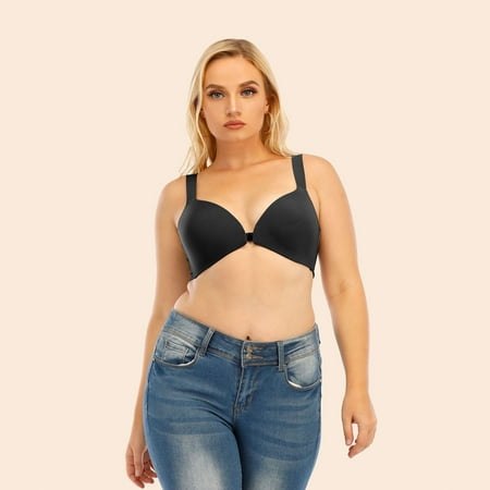 

HIBRO Women s Large Size Solid Color Bra Without Steel Ring And Seamless Front Buckle