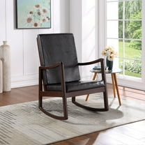Newboti Raina Dark brown Synthenic Leather & Espresso Finish Rocking Chair 92471773833501