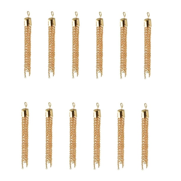 Tassels de Metal de Aleación de Calidad de 12 Unids con Galismo de Tapa para La Joyería de Accesorio DIY Luz de oro Baoblaze Colgante de la borla