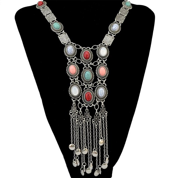 Ethnic Vintage Boho Thread Long Tassel Necklaces For Women Feather Beads Necklace Bohemian Gypsy Turkish Party Jewelry Gift