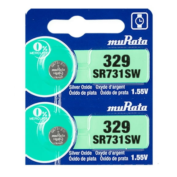 Murata 329 Battery 1.55V Silver Oxide Watch Button Cell (2 Batteries)