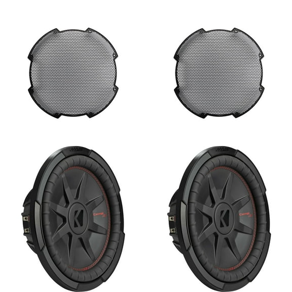 Kicker (2) 48CWRT122 CompRT 12" Sub, Dual Voice Coil, 2-Ohm, & 52GR12 Grill Bundle