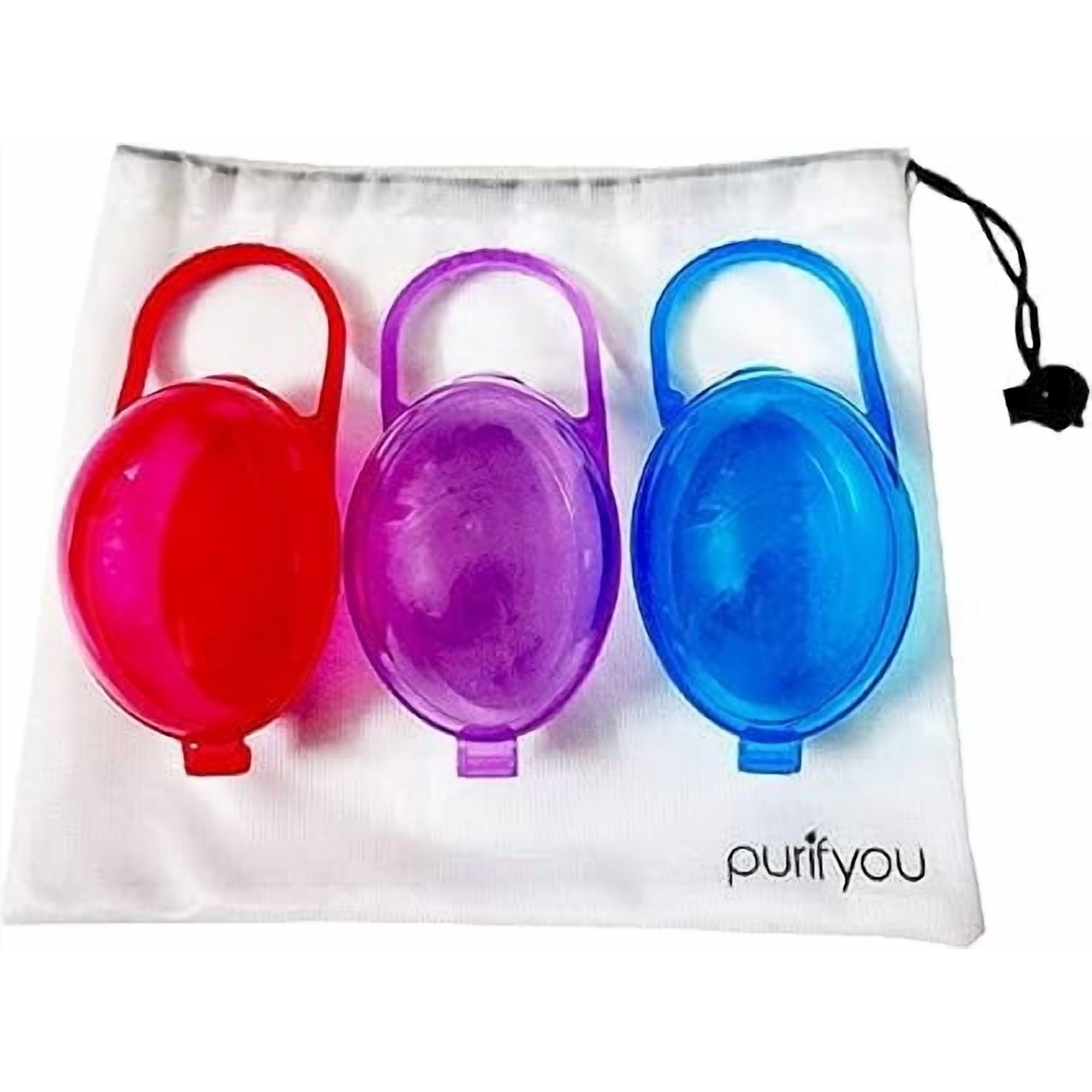 purifyou PurePouch BPA-Free Pacifier and Nipple Shield Cases - Set of 3 Girl | Case for Diaper Bag & Stroller | Pacifier Box for Travel | Keeps Baby’s Binkies Clean and Accessible