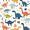 Dinosaur Pattern, variant on FORMRS 1-Subject Spiral Notebook 8" x 5" College Ruled 60 Refillable Sheet A5 Hard Cover, Rainbows Pattern