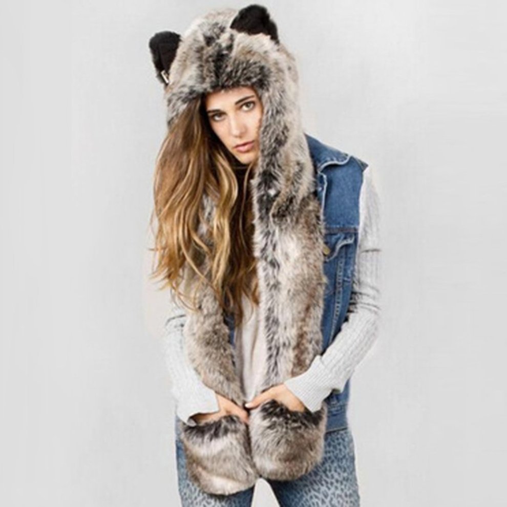 Artificial Animal Hat Scarf Gloves 