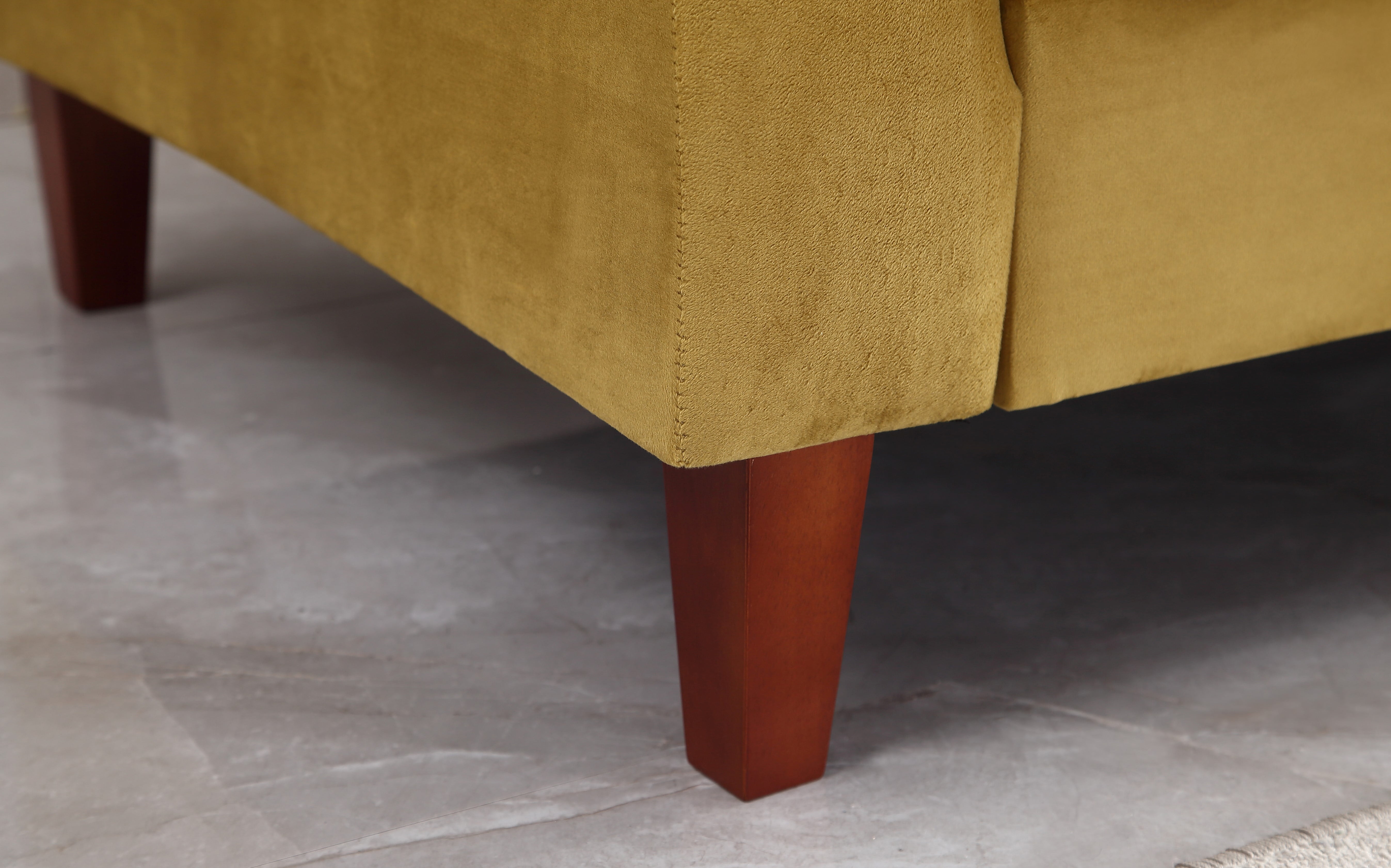 Uspridefurniture  Tufted Square Design Velvet Loveseat, Yellow