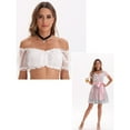 thumbnail image 4 of BYHONG Festival Germany Oktoberfest Womens Vintage Dirndl Dress Short Sleeve Dress Stage Performance Dress Tank Vest Tops White S, 4 of 5