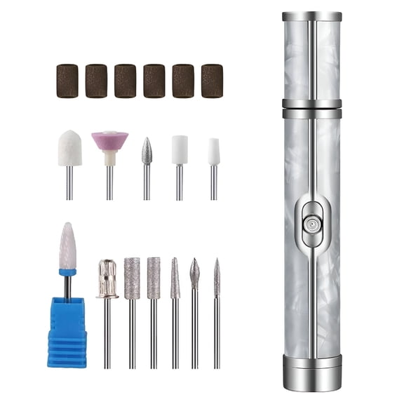 FACEGA Electric Nail Grinder for Thick Toenails, Cordless Rechargeable Nail Drill with 18 Sanding Bits, Low Noise Manicure Pedicure Kit for Human Nail Care and Polishing
