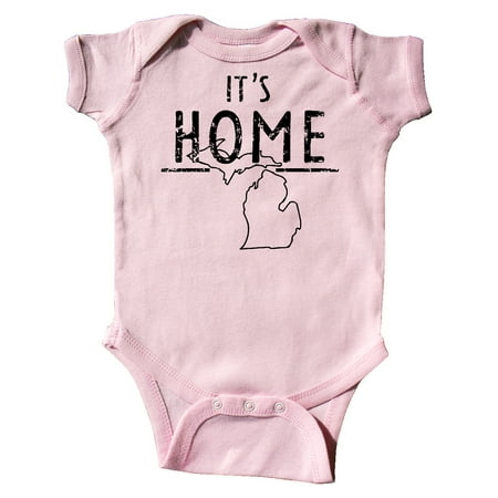 

Inktastic It s Home- State of Michigan Outline Distressed Text Gift Baby Boy or Baby Girl Bodysuit