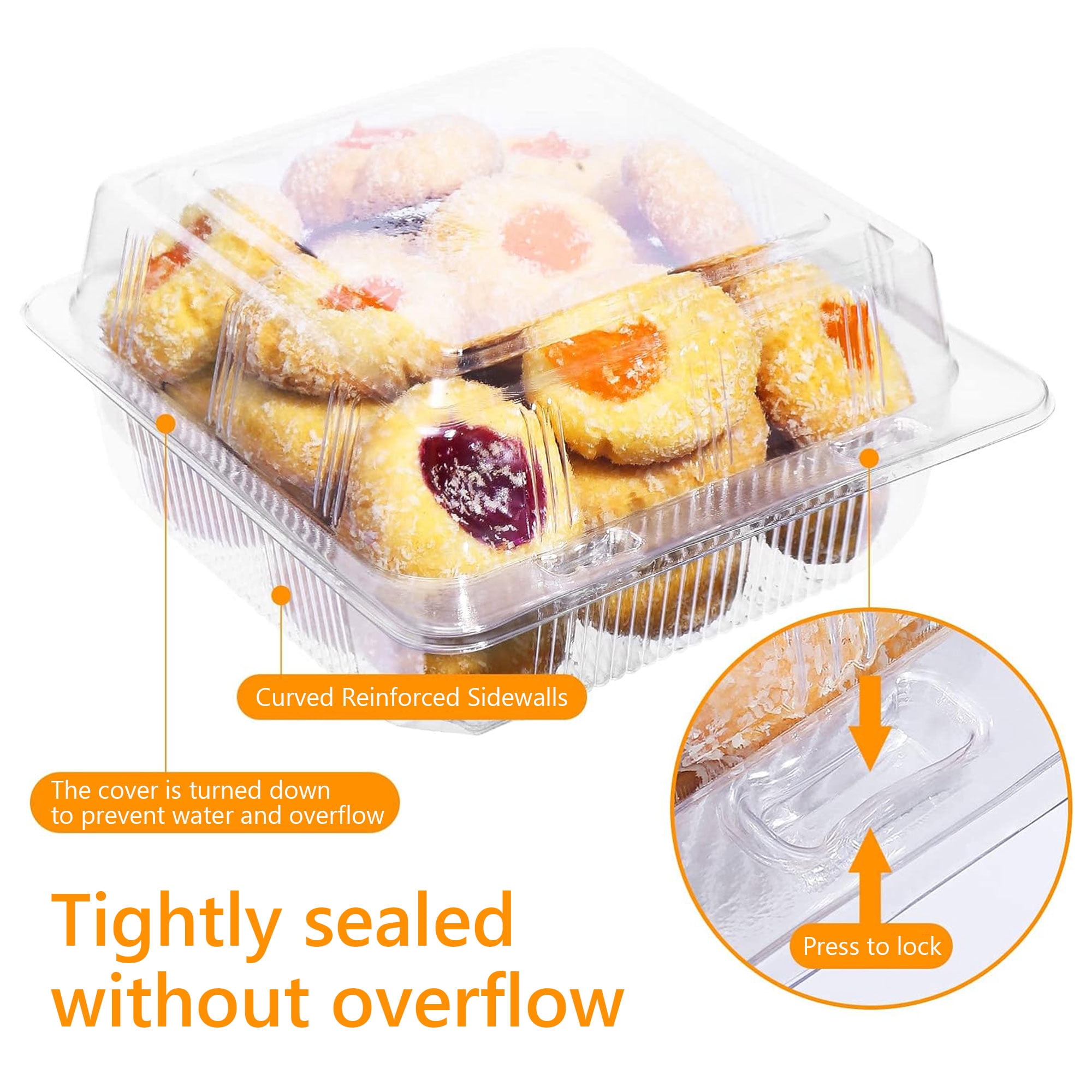 Tripumer 100 PCS Clear Plastic Food Containers Square Hinged Takeaway Containers Disposable Cake Containers with Lids Stackable Lunch Boxes Suitable for Salads Pasta Sandwiches Cookies
