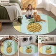 thumbnail image 5 of Round Rugs 8Ft, Summer Pineapple Round Area Rug Washable Indoor Throw Carpet, Yellow Blue Green Striped Geometric Large Non Slip Circle Rug for Kids Room RV Home Decor Aesthetic, 5 of 8