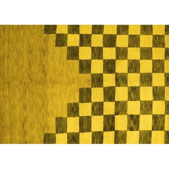 Ahgly Company Machine Washable Indoor Rectangle Abstract Yellow Modern Area Rugs, 4' x 6'