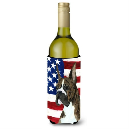 

USA American Flag with Boxer Wine Bottle Beverage Insulator Beverage Insulator Hugger SS4035LITERK