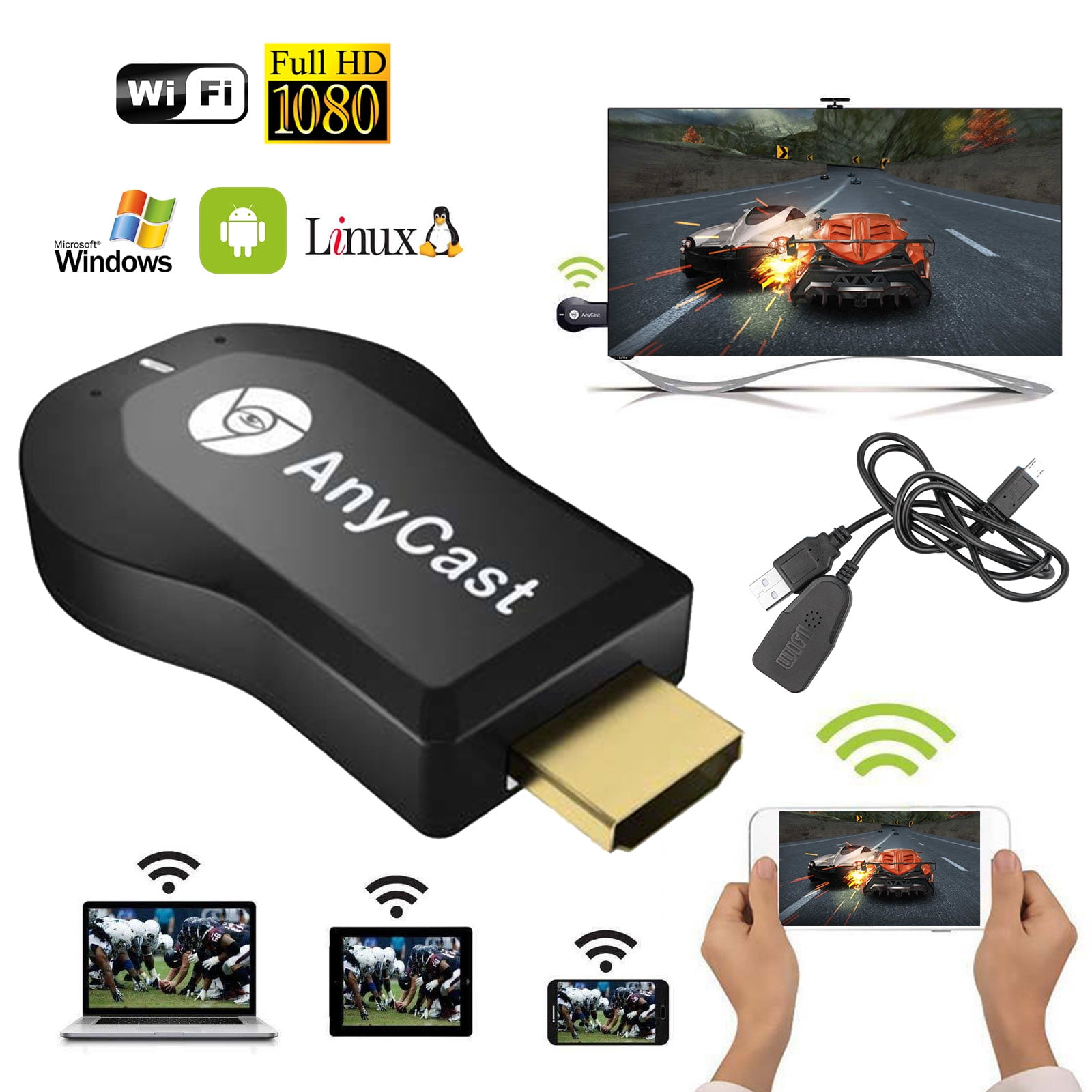 1080P Bluetooth HDMI Cable for Phone to TV MiraScreen Compatible with iPhone iPad Android to HDMI Cable for TV