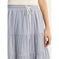 thumbnail image 4 of Time and Tru Women’s and Women's Plus Tiered Midi Skirt with Elastic Waistband, Sizes XS-4X, 4 of 5