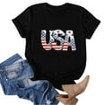 thumbnail image 4 of ORT American Flag Shirts Short Sleeve Women 4th of July Patriotic Tshirt Graphic Tees Casual Short Sleeve Tee Top(Z2-Black,M), 4 of 5
