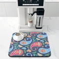 thumbnail image 2 of Mandala Inspired Paisley Dish Drying Mat, Exotic Artistic Absorbent Coffee Bar Mat, Colorful Vibrant Kitchen Counter Protector, 2 of 7