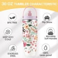 thumbnail image 6 of Ochapa luxuriant flowers 30oz Tumbler Stainless Steel With Handle Flip Straw, Leakproof Travel Mug iced Coffee Cup, Birthday Mothers Day Christmas Gifts For Women Friends Girls Flower Lovers, 6 of 7